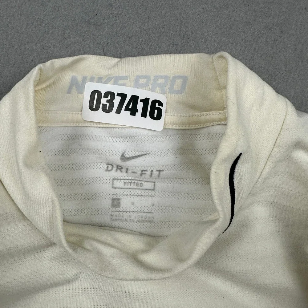 Nike Pro Shirt Men Large White Mock Neck Dri-FIT Long Sleeve Base Layer L *